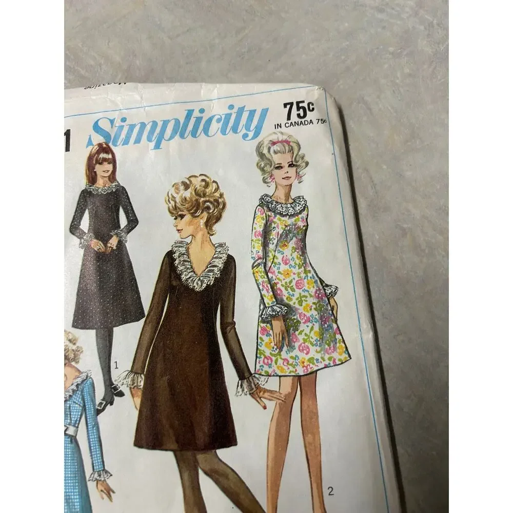 Vintage 1960's Simplicity Pattern #7791 Misses A-Line Dress Size‎ 14